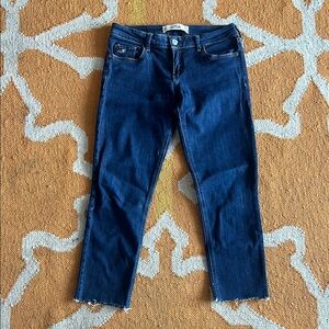 Hollister super skinny stretch frayed jeans dark blue size 5R